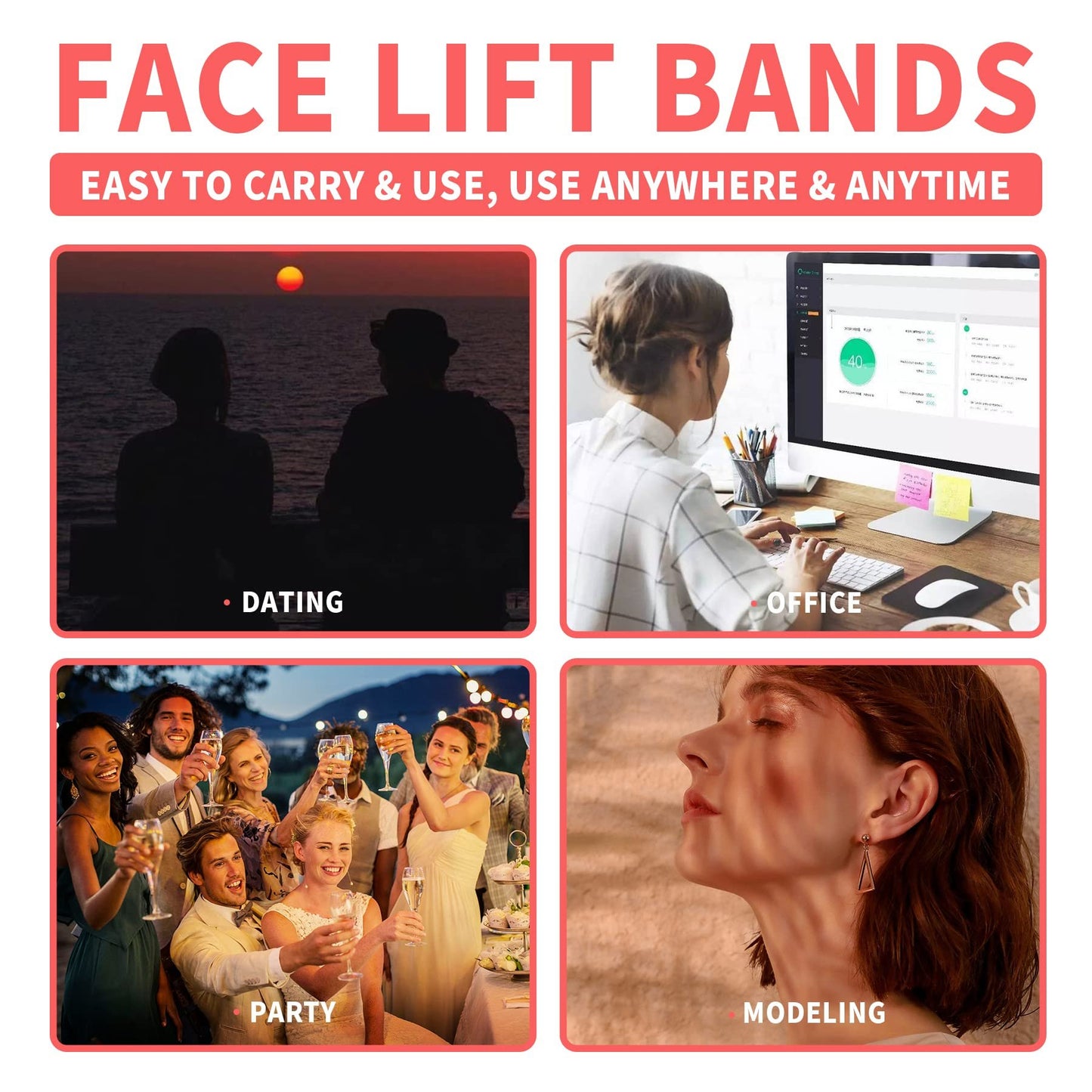 BUY 2 GET 2🔥(4pcs)👍FREE SHIPPING-Reusable Facelift Bands with Clips